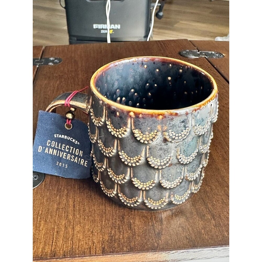 Starbucks 2015 Anniversary Collection Siren Golden Scales 10 oz Mug with Tag NEW